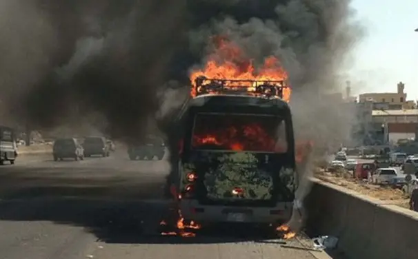 bus full of Haj pilgrims crashed bridge and caught fire 20 people died